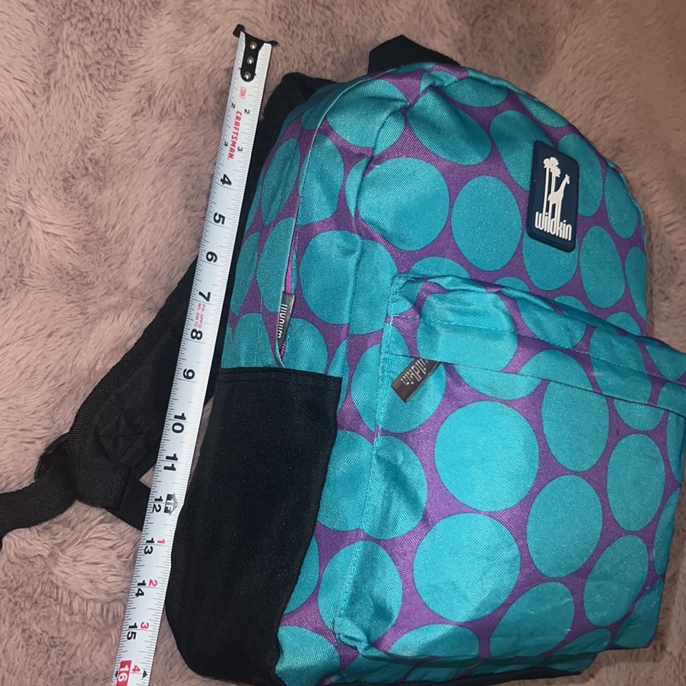 Wildkin purple turquoise blue polka dot backpack 🎒school bookbag zipper pockets - Picture 11 of 11